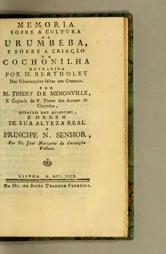 Memoria sobre a cultura da Urumbeba e sobre criação da Cochonilha